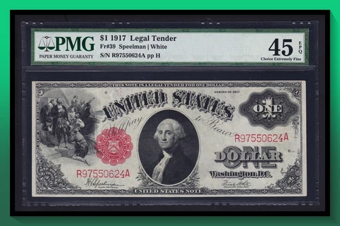 Fr. 39 1917 $1 Legal Tender *SAWHORSE NOTE* PMG 45 EPQ XF Cover