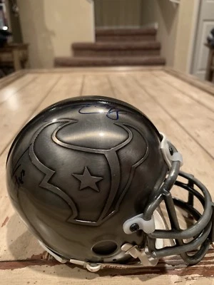 Andre Johnson David Carr Autographed/Signed Pewter Mini Helmet Houston Texans - Image 1 of 4