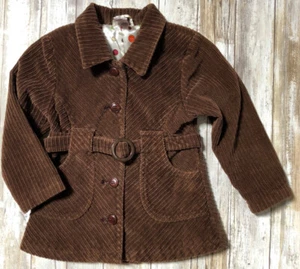 EUC Gymboree sz 4 CUTE AS A BUTTON Brown Belted Corduroy Jacket Coat Girls Lined - Picture 1 of 1