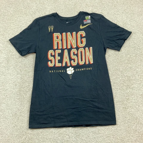 Nike Clemson Tigers Mens Medium Shirt 2018 National Champions Ring Season Black Cover
