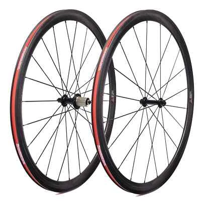 700C Road Bike Carbon Fiber Wheelset 38x23/25mm with Basalt Brake Surface Hub - Image 1 of 4