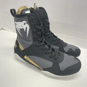 Venum Elite Boxing Shoes Black White Gold Size 5 Venum-03681 New - Picture 1 of 8