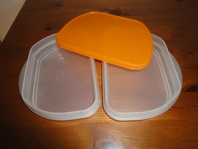 Tupperware halbes Frische Kabinett Cool n fresh Aufschnitt Box 2 x 300 ml orange - Bild 1 von 4