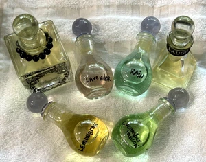 Lote 6 botellas de perfume vintage pirámide 4,5” cuadradas 5” 4 redondas 4” 2 tienen bola de cristal - Imagen 1 de 7