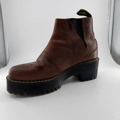 DR. MARTENS Rometty Wyoming Leather Platform Chelsea Boots - Brown - US 9-EU 39 - Image 1 of 4