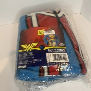 DC Comics Elite Wonder Woman Adult Comfy Throw Blanket With Sleeves 48”x 71” - Picture 1 of 3