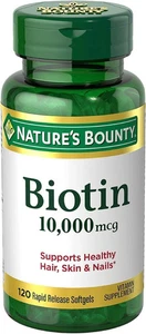 Nature's Bounty Biotin 10,000 mcg | Supports Hair, Skin & Nails 120 Softgels - Picture 1 of 3