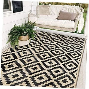 Waterproof Outdoor Rug 5x8 ft, Plastic Reversible Rug, Modern Area Rug, Large - Picture 1 of 7