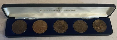 Vintage royal century one penny collection 5 coins w/case 1897 up ind imp - Image 1 of 3