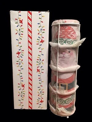 NEW Temp-tations Seasonal Stacking Santa Character Mugs with Wire Rack CHRISTMAS - Image 1 of 4