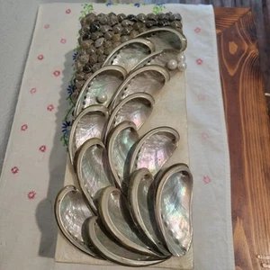 Vintage Capiz shell box Abalone shell and Pearl decoration large 10.75" x 5" SEA - Picture 1 of 12