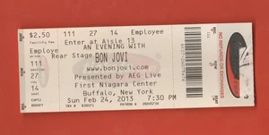 24. Februar 2013 erstes Niagara Center Buffalo N.Y. Bon Jovi Ticket - Bild 1 von 2