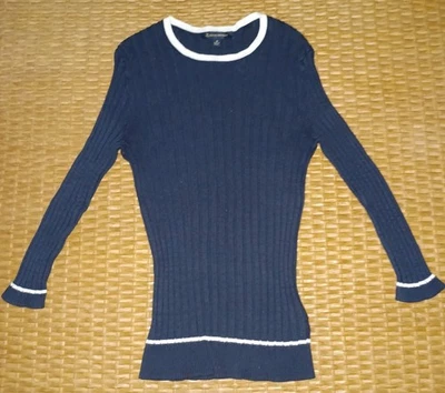 Suéter Brooks Brothers Mujer Talla Med Azul Marino Blanco Cuello Redondo Elastizado Náutico Foto 1 de 4