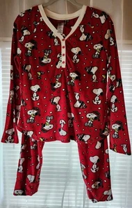 Peanuts Womens Or Girls Fleece Pajama Set, Snoopy & Woodstock size 8 To 10 - Picture 1 of 11