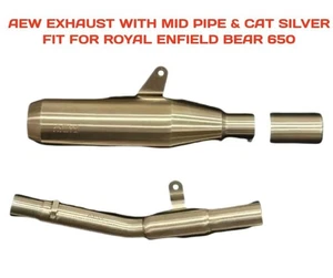 "AEW EXHAUST SILVER WITH MID PIPE & CAT" FIT FOR ROYAL ENFIELD BEAR 650 - Picture 1 of 12