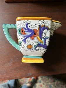 VTG DERUTA POTTERY PITCHER CREAMER Hand Painted EXCELLENT 5.25" X 7.5" - Picture 1 of 8