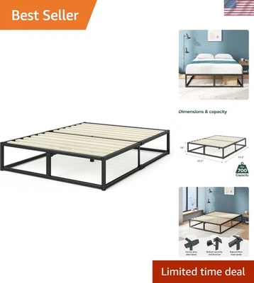 Stylish Joseph Full Platform Bed Frame, 14-Inch Black Design - Squeak Resistant - Image 1 of 4