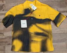 $990 Mens Alexander McQueen Spray Paint Button Up Camp Shirt Gold/Black 16