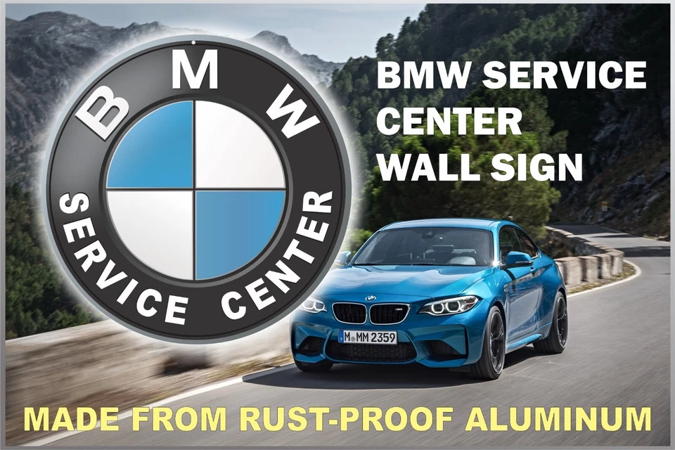 Letrero de pared de aluminio del centro de servicio con emblema BMW Foto 1 de 4