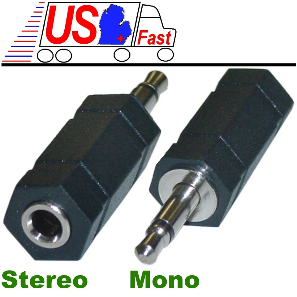 3.5mm Mono Male to Stereo Female Audio/Headphone Adapter 1/8" cable Converter - Image 1 of 1