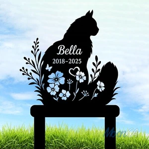 Estaca conmemorativa de jardín de gato personalizada, placa conmemorativa de gato, marcador de tumba de gato personal - Imagen 1 de 8