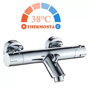Chrom Badewannenarmatur Thermostat Duschset Badewanne Wasserhahn Mischbatterie - Picture 1 of 8