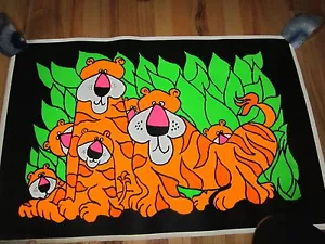 1967 LESLIE TOBIN "TIGER" POSTER - SCHÖNE FARBEN - 35" X 23" SCHWER - WANNE RR - Bild 1 von 2