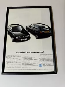 Framed Print Mk2 VW Golf GTI Black Big Bumper Magazine Advert Man Cave Wall Art - Picture 1 of 1