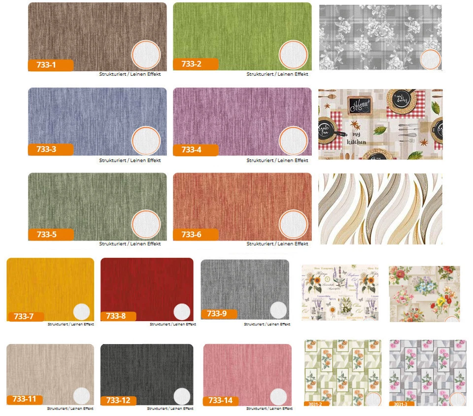 MARKENLOS Tischdecke abwaschbar Wachstuch Meterware , Oberfläche strukturiert Leinenoptik