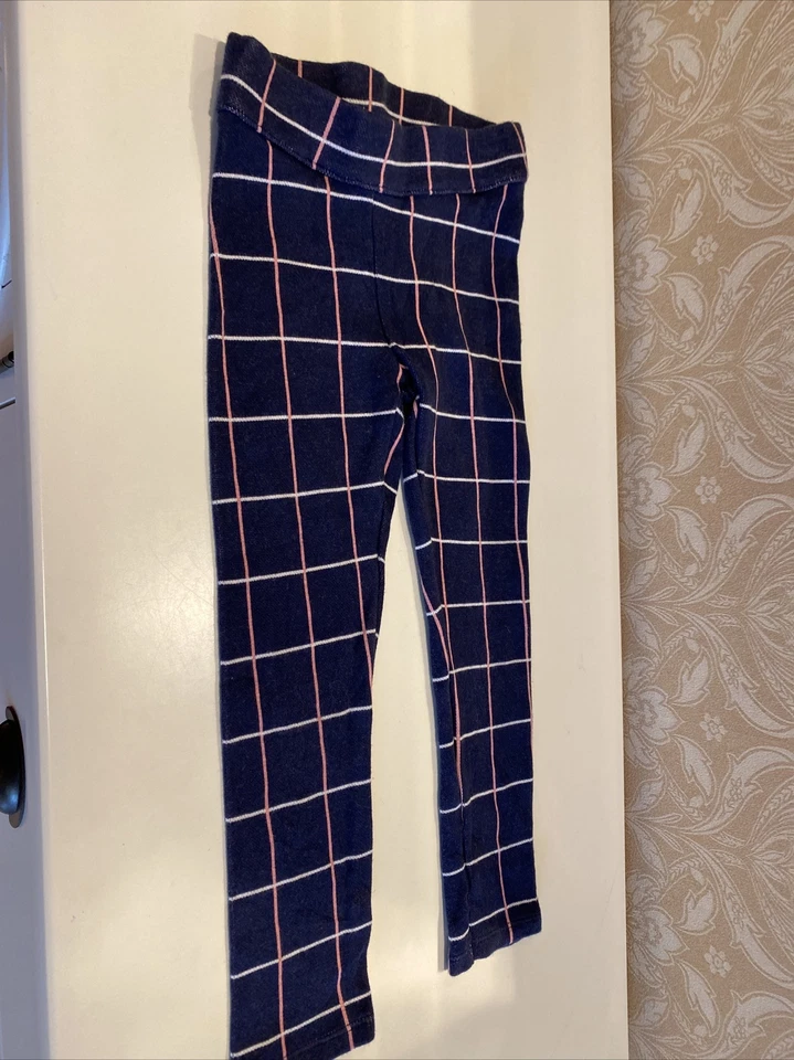 NEW Janie And Jack Girl’s Size 4 Blue/ Pink/ White Plaid Cotton Leggings - Image 1 of 3
