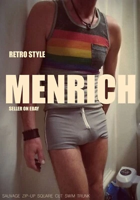 BAÑADOR SAUVAGE CORTE CUADRADO CON CREMALLERA. GRIS. PEQUEÑO. Nuevo con etiquetas. RARO 🌈 PIEL DE RUFS GAY N2N Foto 1 de 4