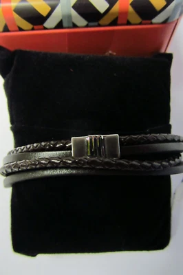 FOSSIL Herren Armband Casual / Edelstahl / Leder / Braun /  Neu / 2022 - Bild 1 von 4