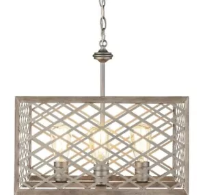 Home Decorators Gilded Pewter Pendant 4-Light W/ Interweaving Open Cage Frame - Picture 1 of 5