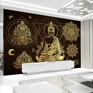 Golden Buddhas Flower Full Wall Mural Photo Wallpaper Printing 3D Decor Kid Home - Picture 1 of 9