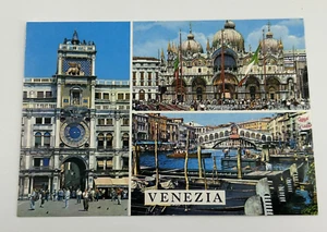 Venezia Italy Postcard Beautiful Architecture Buildings People Boats Vintage - Picture 1 of 2