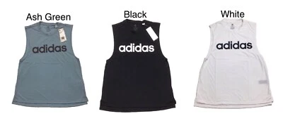 Adidas Womens Tank Top Shirt White Black Green Small Medium or Large Sleeveless - Image 1 of 4
