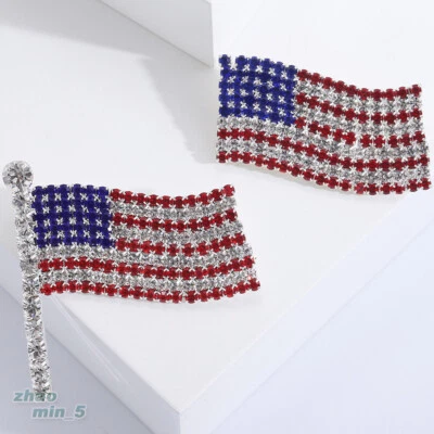 Crystal USA American Flag Brooches Brooch Pin Rhinestone Jewelry Gifts Lapel - Изображение 1 из 4