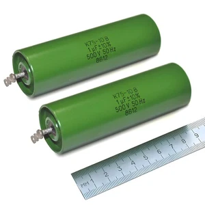 2pcs Hybrid PIO Capacitor 1uF 500V 10% K75-10 Audio Amplifier USSR NOS - Picture 1 of 3