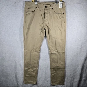 Pantalones chinos Hollister para hombre ajustados ajustados calce cónico caqui claro 36x32 nuevos con etiquetas 32" - Imagen 1 de 10