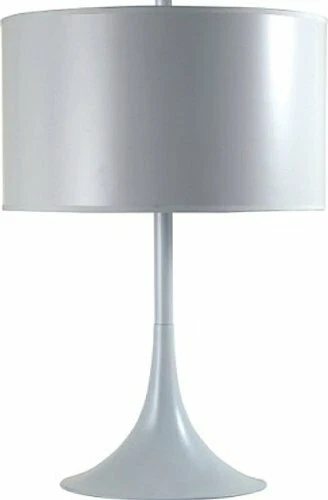 White Retro style Metal Table Lamp with fabric shade 25in H — 第 1/1 张图片