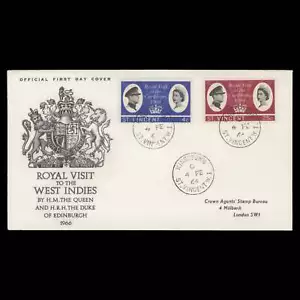 Saint Vincent 1966 Royal Visit to the Caribbean first day cover, KINGSTOWN - Picture 1 of 1