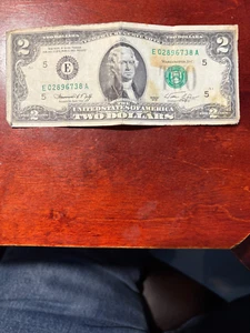 SERIES 1976 $2 Dollar Bill Low Serial Number 02896738 - Picture 1 of 4