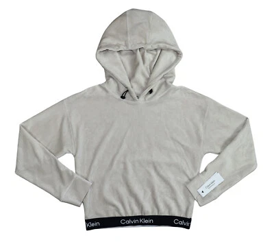 Sudadera con capucha para mujer Calvin Klein Performance terciopelo pana XS NUEVA CON ETIQUETAS tiza Foto 1 de 2