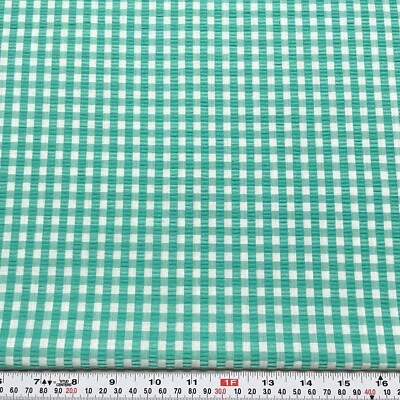 Ткань Aqua Gingham Seersucker из хлопковой смеси на ПОЛОВИНУ ЯРДА - Изображение 1 из 2