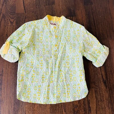 FabIndia Boys Size 4-5 Toddler  Yellow, Green & White Indian Short Kurta - Image 1 of 3