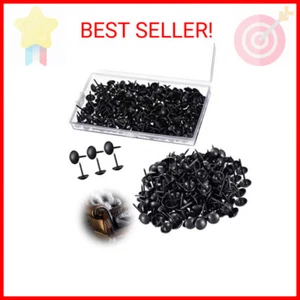 Black Upholstery Tacks, 7/16 Inch Decorative Furniture Tacks Black Thumb Pins Up - Picture 1 of 2
