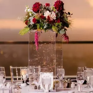 24" tall Clear Acrylic Display Box Centerpiece Wedding Pedestal Riser Column - Picture 1 of 9