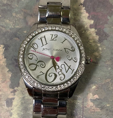 Betsey Johnson Silver Tone 40mm Women's Watch Heart Second Hand BJ00048-01 - Image 1 of 4