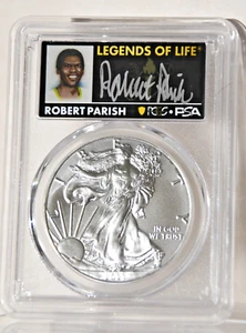 2021 (P) Emergency Silver Eagle PCGS MS70 FS Legends Robert Parish autographed - Picture 1 of 4