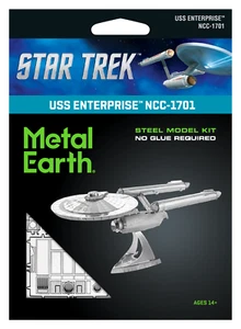Fascinations Metal Earth Star Trek USS Enterprise NCC-1701 Kit modello in acciaio 3D - Foto 1 di 7